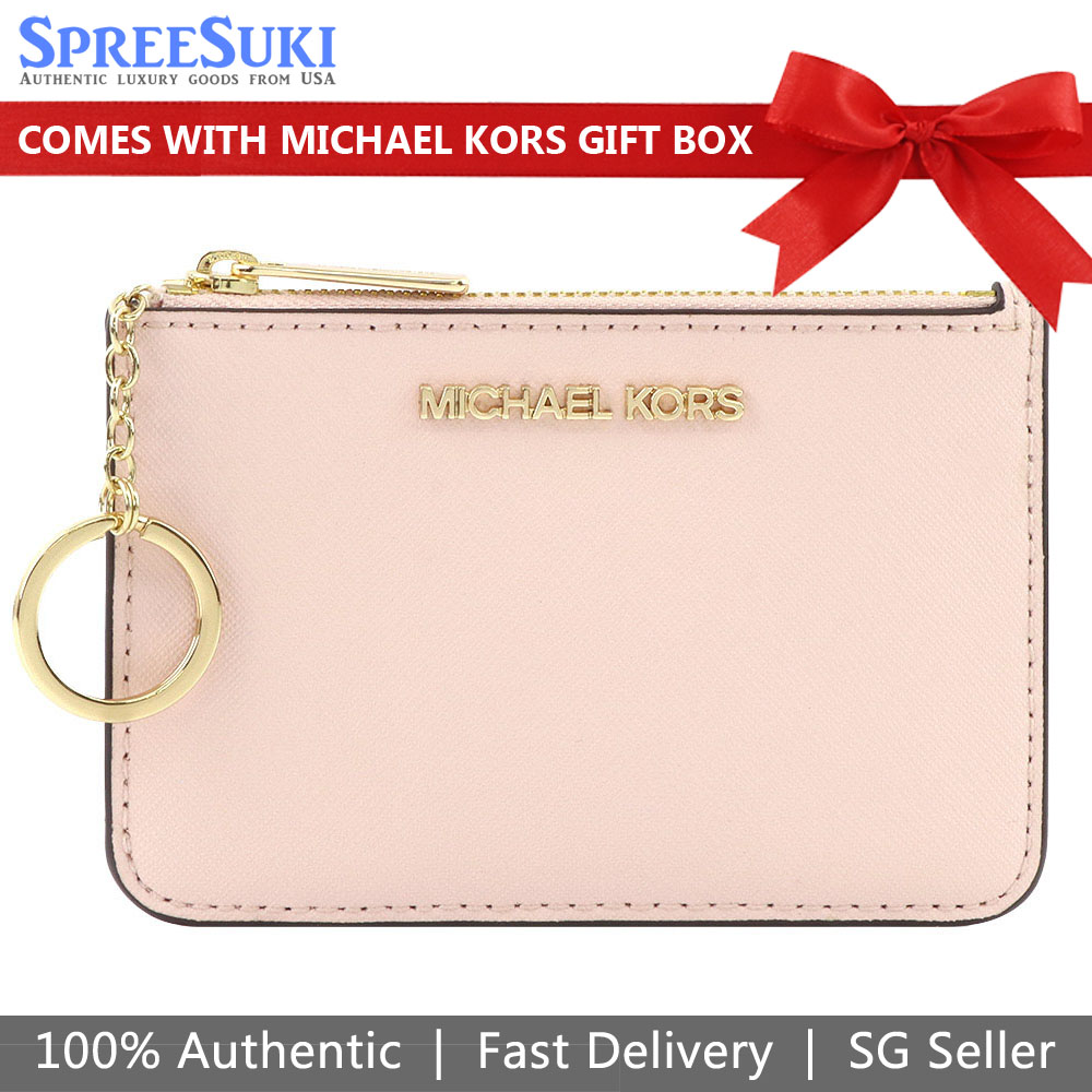Michael Kors Jet Set Travel Small Top Zip Coin Pouch With Id Powder Blush Pink # 35F7GTVU1L