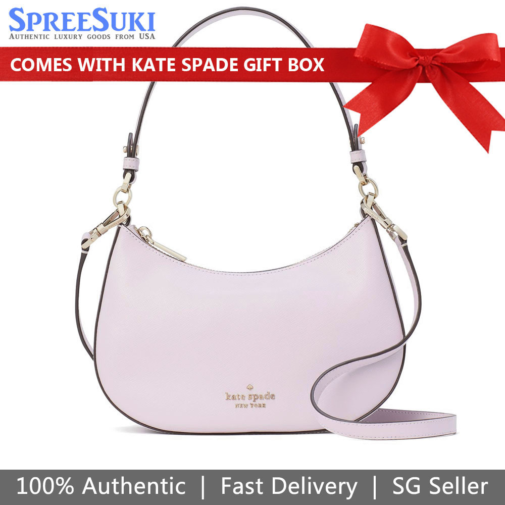 Kate Spade Crossbody Bag Staci Saffiano Leather Crossbody Lilac Moon Light Purple # K6043