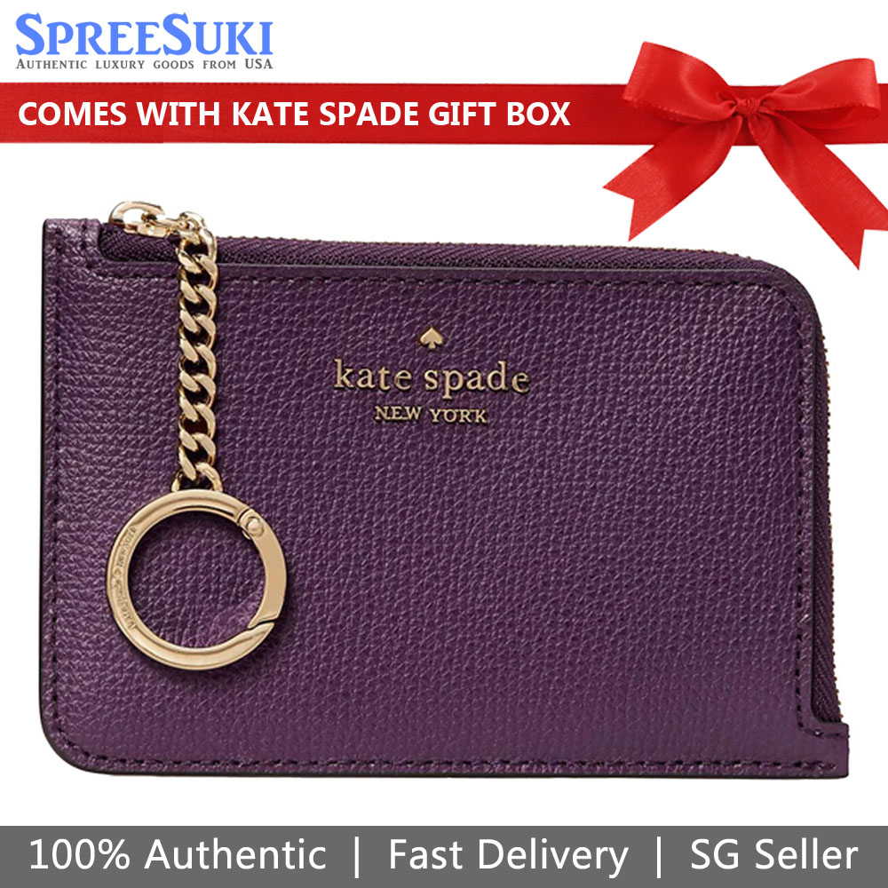 Kate Spade Darcy Medium Long Zip Card Holder Plum Dark Purple # WLR00595