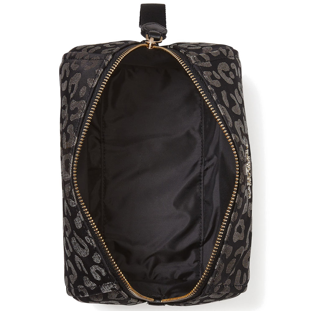 Kate Spade Chelsea Little Better Grap Leopard Cosmetic Case Makeup Bag Black # K9285