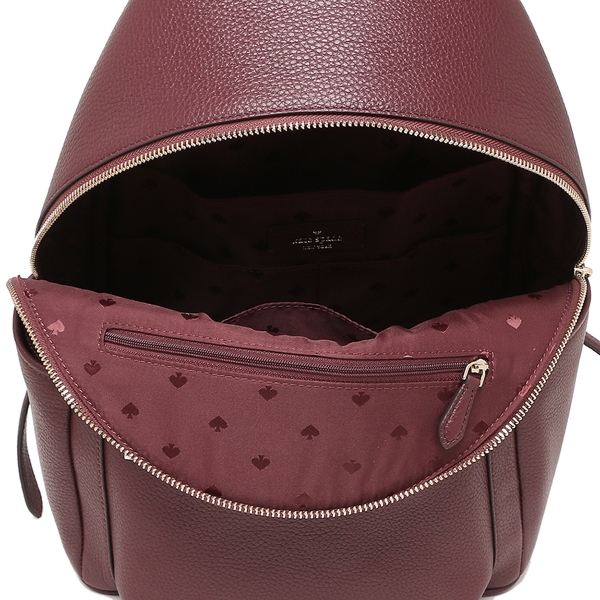 Kate Spade Leila Pebbled Leather Medium Dome Backpack Cherrywood Dark Purple Red # K8155