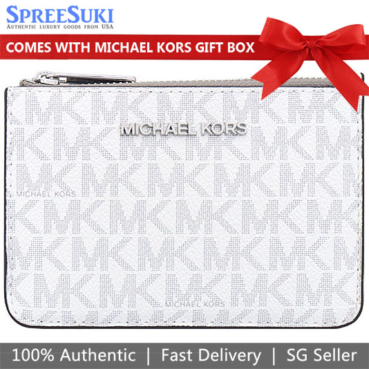 Michael Kors Small Top Zip Coin Pouch With Id Bright White # 35H9STVP1B