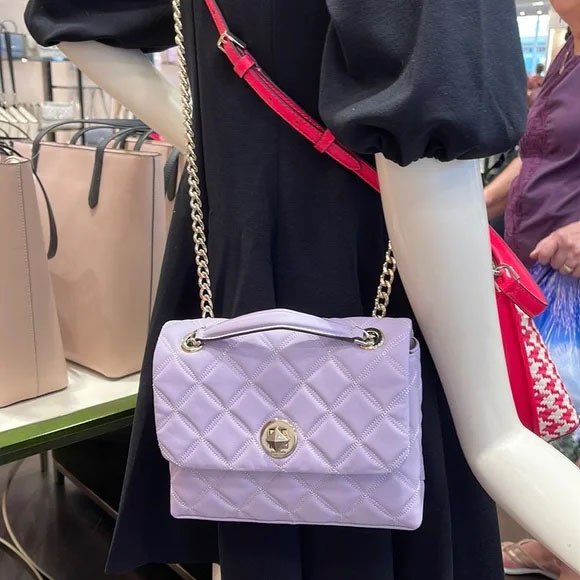 Kate Spade Crossbody Bag Shoulder Bag Natalia Small Flap Crossbody Lilac Frost Light Purple # WKRU7074