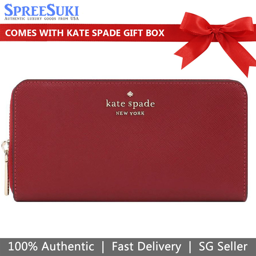 Kate Spade Long Wallet Staci Large Continental Wallet Red Currant # WLR00130