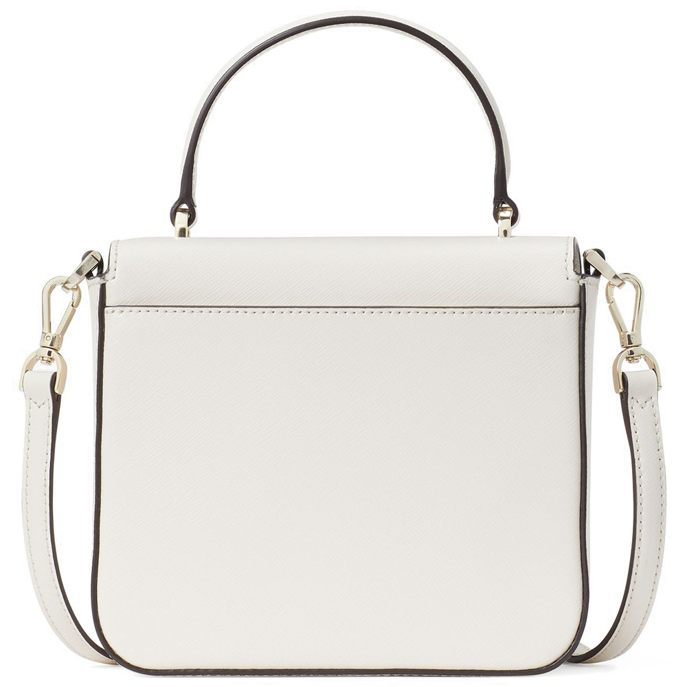 Kate Spade Crossbody Bag Staci Saffiano Leather Square Flap Crossbody Parchment Off White # K7342
