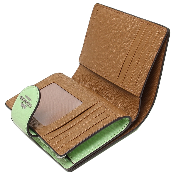 Coach Medium Wallet Medium Corner Zip Wallet In Crossgrain Leather Pale Pistachio Green # 6390