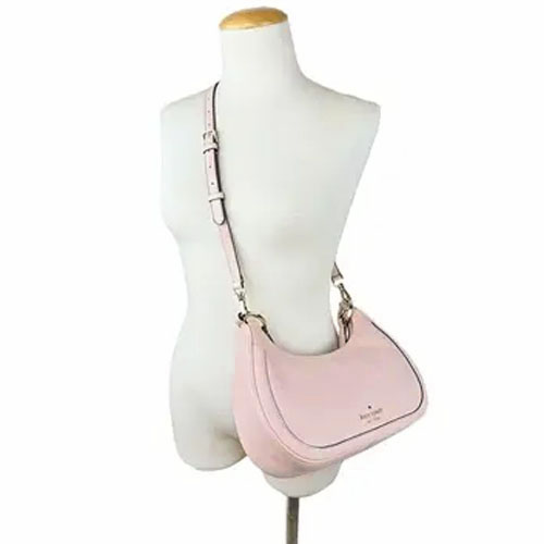 Kate Spade Crossbody Bag Leila Pebbled Leather Shoulder Bag Rose Smoke Pink # KA804