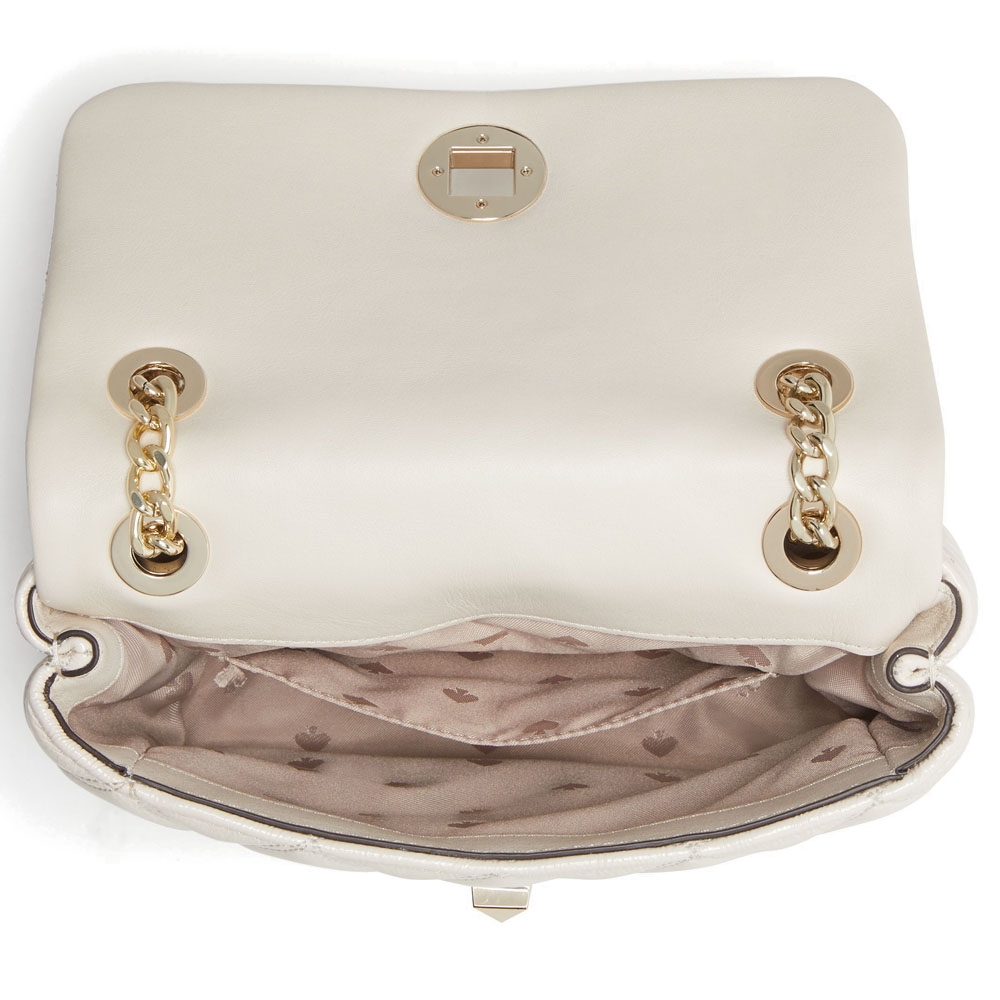 Kate Spade Shoulder Bag Crossbody Bag Small Natalia Patent Quilted Leather Crossbody Parchment Off White # K9438D1
