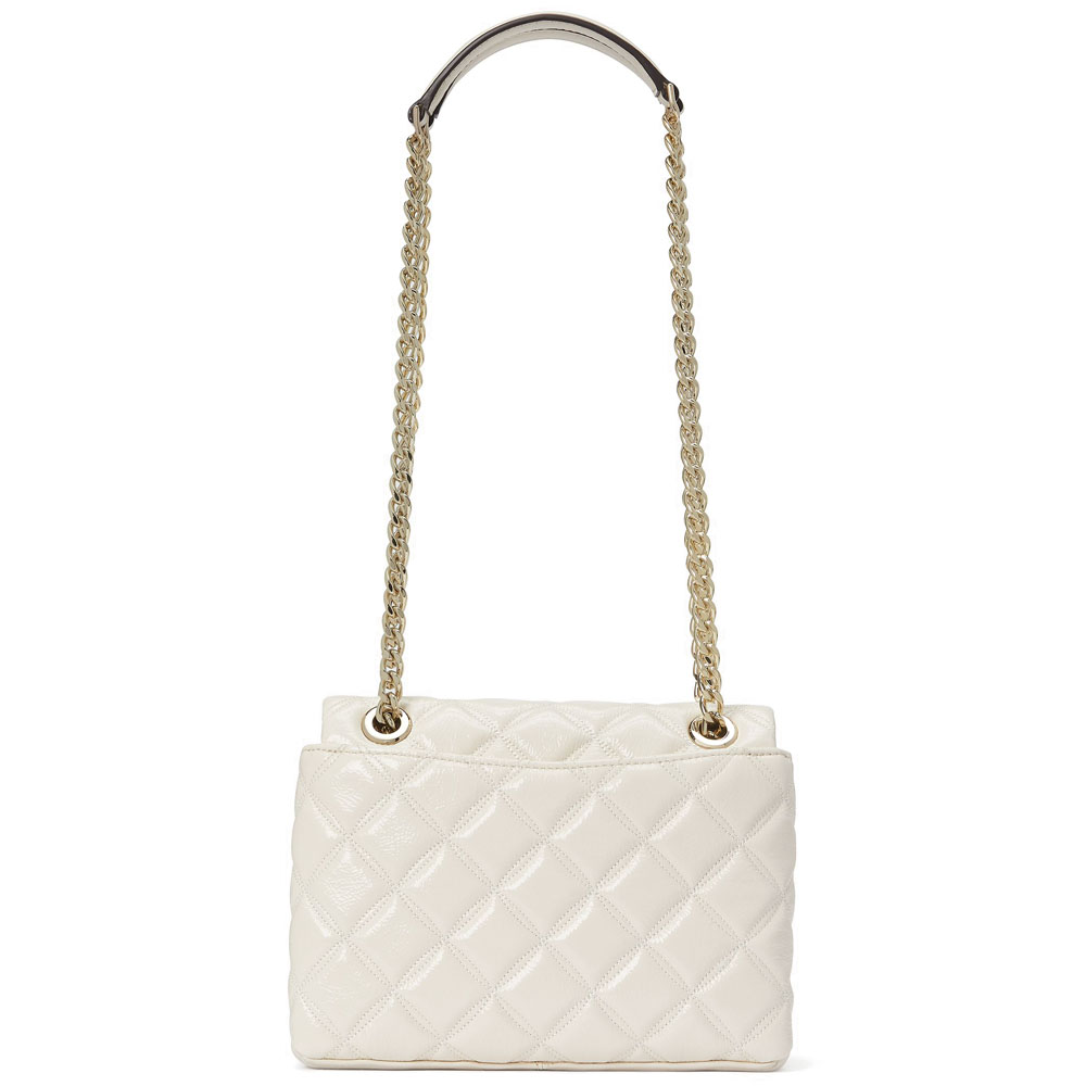 Kate Spade Shoulder Bag Crossbody Bag Small Natalia Patent Quilted Leather Crossbody Parchment Off White # K9438D1