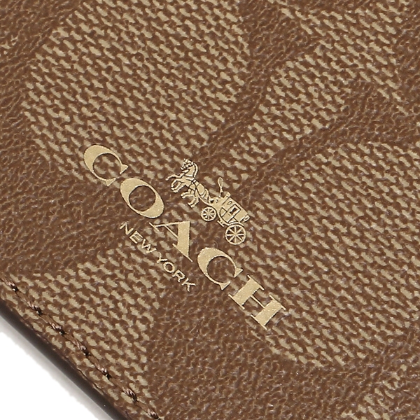 Coach Lanyard Card Case Signature Pvc Lanyard Id Khaki / Saddle Brown # F63274D3