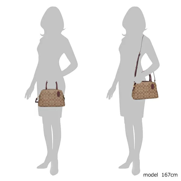 Coach Crossbody Bag Signature Mini Lillie Carryall Khaki Boysenberry # 91494