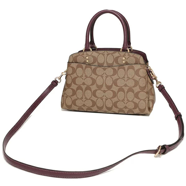 Coach Crossbody Bag Signature Mini Lillie Carryall Khaki Boysenberry # 91494