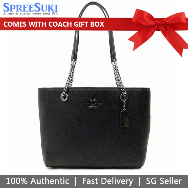 Coach Cammie Chain Tote Shoulder Bag Black # C8147