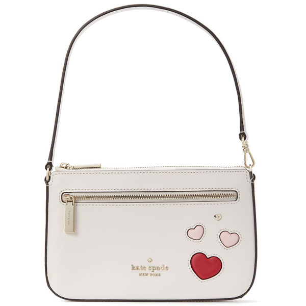 Kate Spade Convertible Sweet Heart Wristlet Bag Leather Parchment Off White # KA613