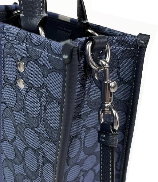 Coach Crossbody Bag Dempsey Tote 22 In Signature Jacquard Denim Midnight Navy Dark Blue # C8417