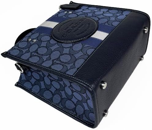 Coach Crossbody Bag Dempsey Tote 22 In Signature Jacquard Denim Midnight Navy Dark Blue # C8417