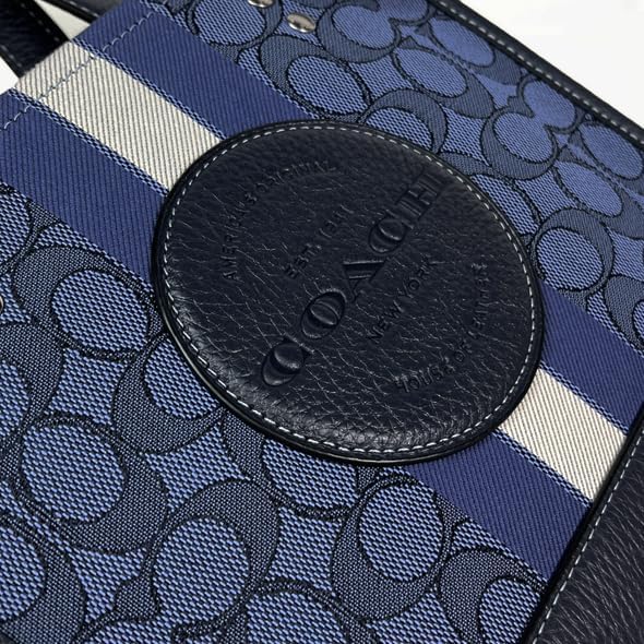 Coach Crossbody Bag Dempsey Tote 22 In Signature Jacquard Denim Midnight Navy Dark Blue # C8417