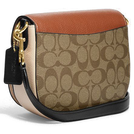 Coach Crossbody Bag Morgan Saddle Bag In Colorblock Signature Khaki # CE565