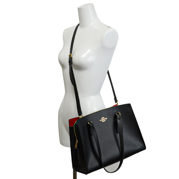 Coach Crossbody Bag Tote Shoulder Bag Tatum Carryall Black / True Red # C4078