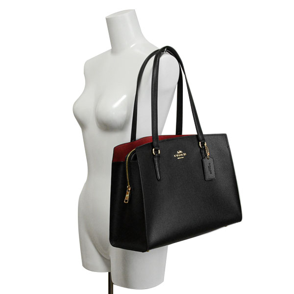 Coach Crossbody Bag Tote Shoulder Bag Tatum Carryall Black / True Red # C4078