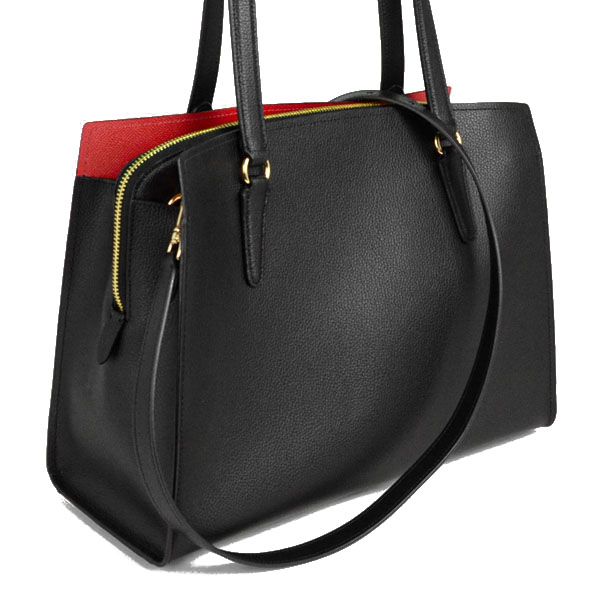 Coach Crossbody Bag Tote Shoulder Bag Tatum Carryall Black / True Red # C4078