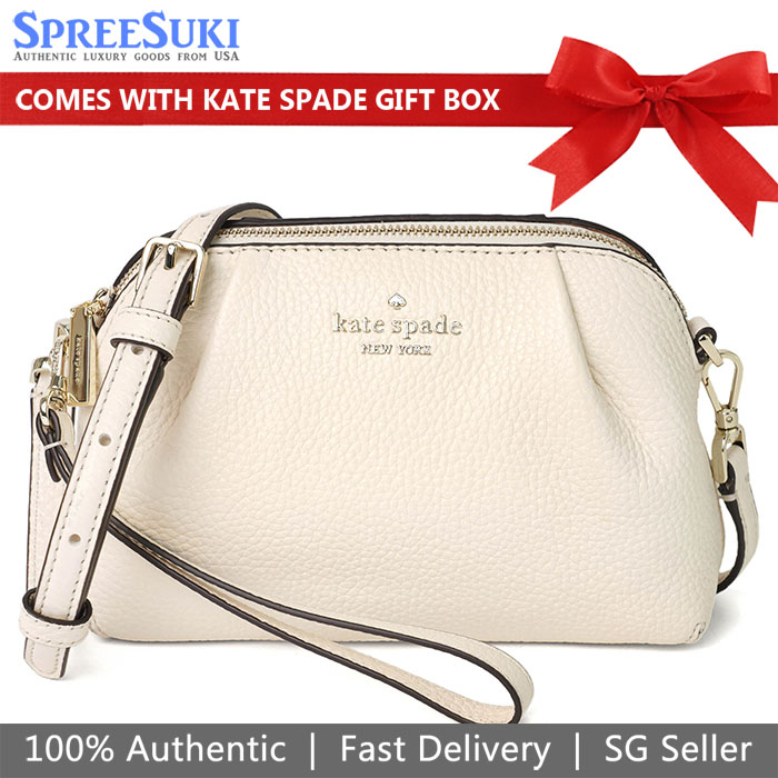 SpreeSuki Kate Spade Crossbody Bag Dumpling Pebbled Leather Convertible Parchment Off White KA576