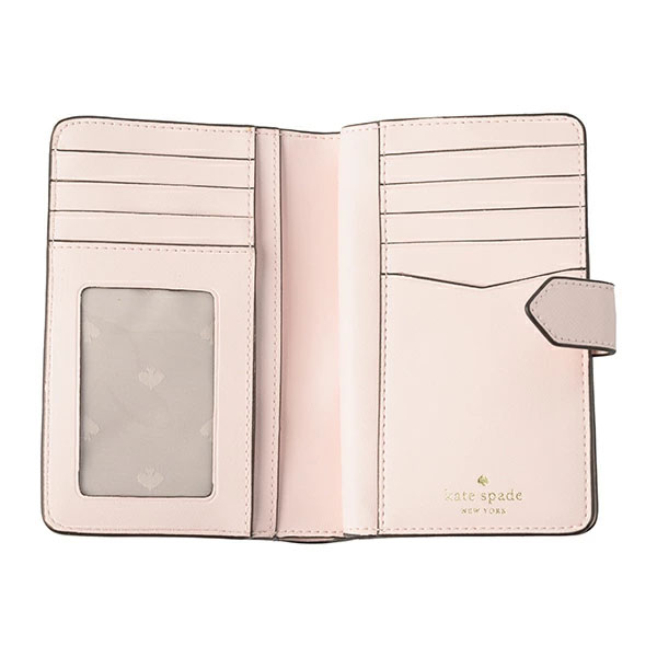 Kate Spade Medium Wallet Staci Saffino Leather Medium Compact Bifold Light Rose # WLR00128