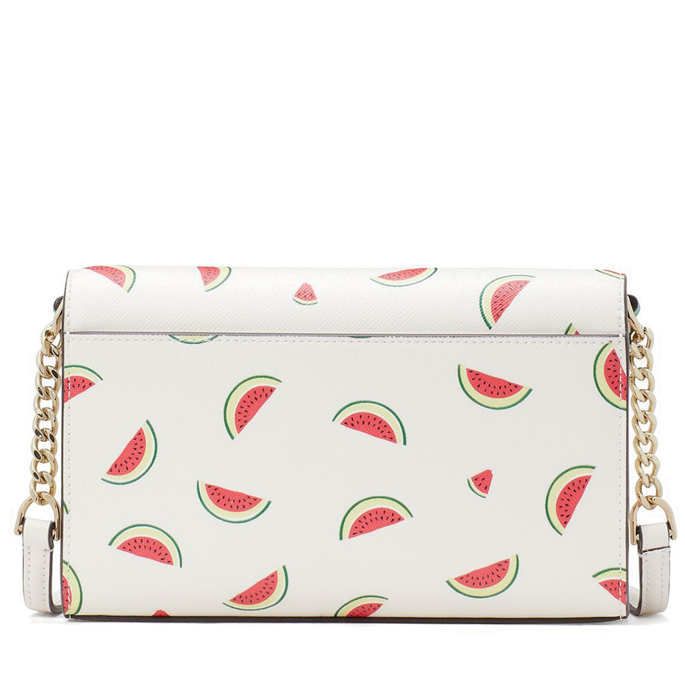 Kate Spade Crossbody Bag Staci Watermelon Party Printed Small Flap Crossbody Cream Off White # KB557