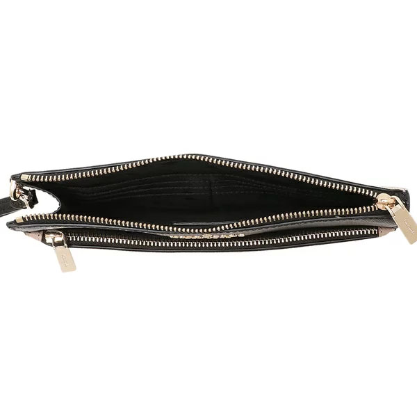Kate Spade Medium Wallet Staci Medium Wristlet Warm Beige Black # K6122