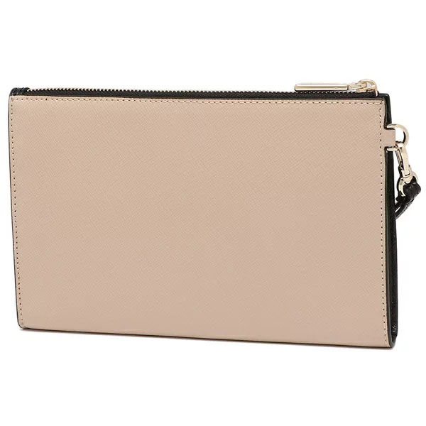 Kate Spade Medium Wallet Staci Medium Wristlet Warm Beige Black # K6122