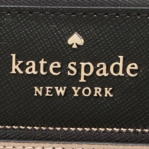 Kate Spade Medium Wallet Staci Medium Wristlet Warm Beige Black # K6122