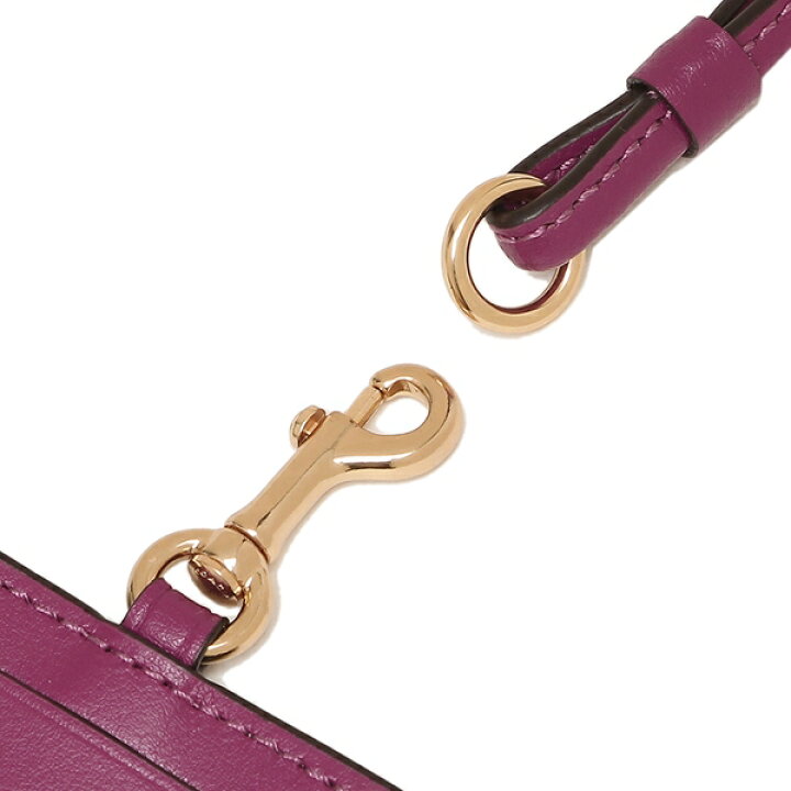 Coach Id Lanyard In Signature Coated Canvas Card Holder Card Case Brown Dark Magenta # 63274