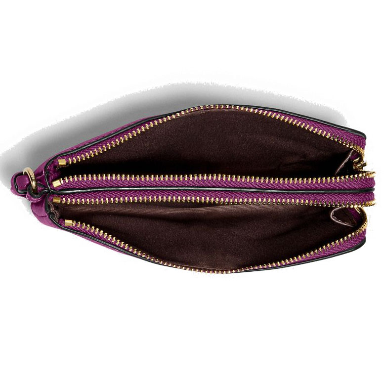 Coach Small Wristlet Double Corner Zip Wristlet Dark Magenta Purple # 6649