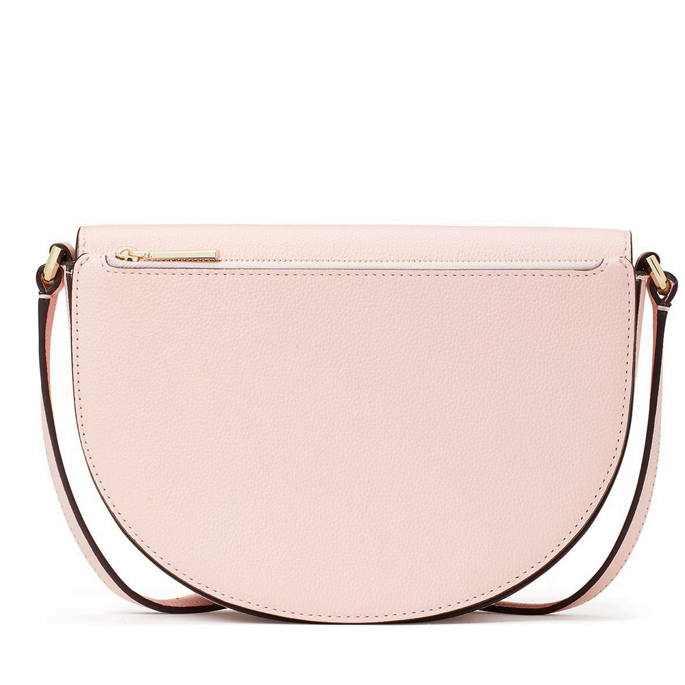 Kate Spade Crossbody Bag Luna Crescent Pebble Leather Flap Crossbody Chalk Pink # K8146