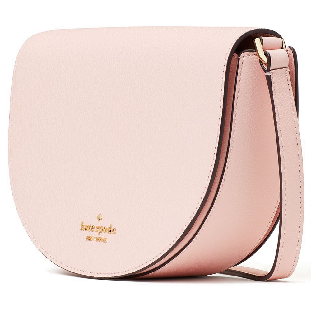 Kate Spade Crossbody Bag Luna Crescent Pebble Leather Flap Crossbody Chalk Pink # K8146