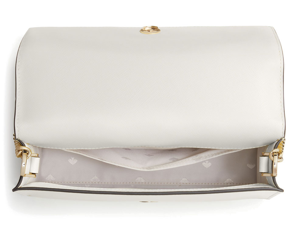Kate Spade Crossbody Bag Carson Saffiano Leather Convertible Crossbody Parchment Parchment Off White # WKR00119