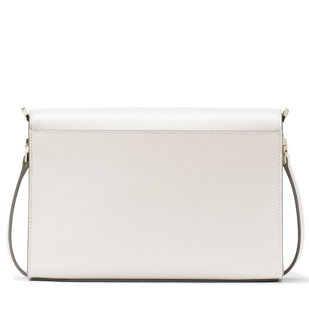 Kate Spade Crossbody Bag Carson Saffiano Leather Convertible Crossbody Parchment Parchment Off White # WKR00119