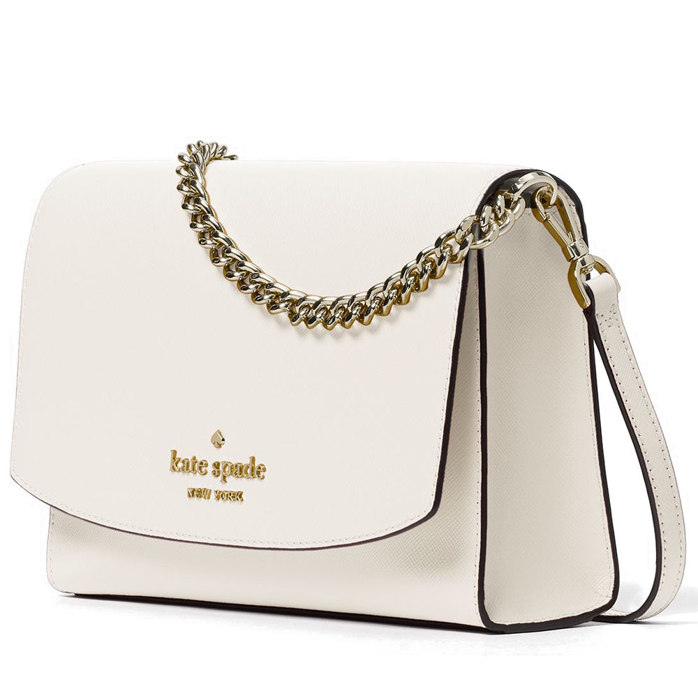 Kate Spade Crossbody Bag Carson Saffiano Leather Convertible Crossbody Parchment Parchment Off White # WKR00119