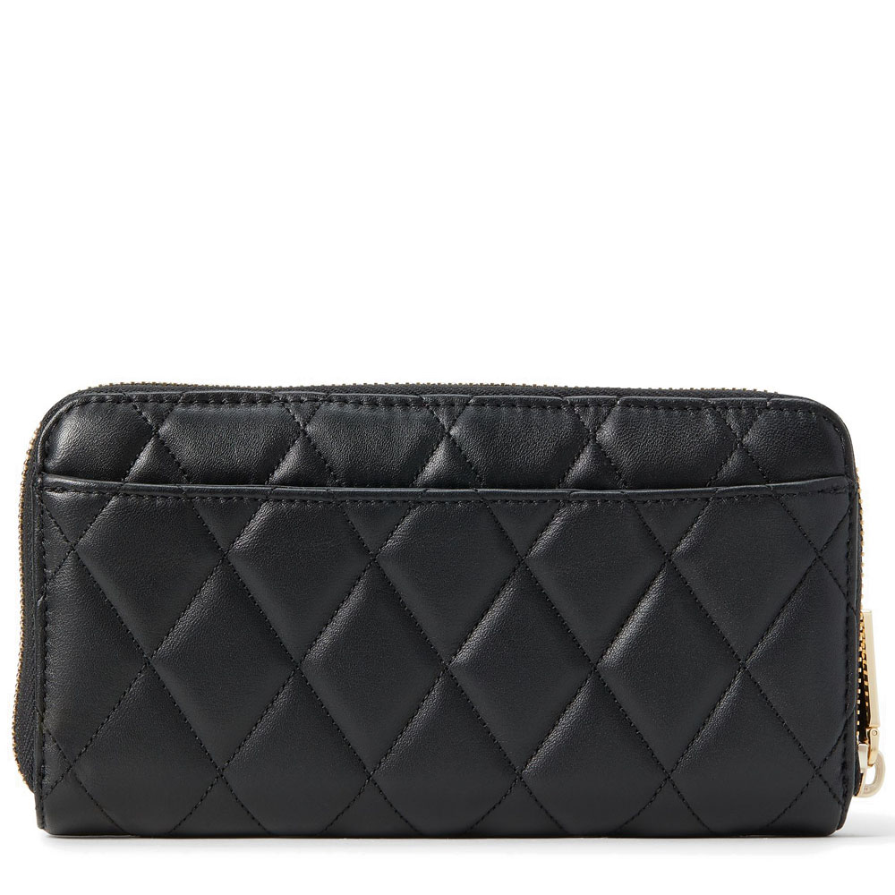 Kate Spade Long Wallet Carey Smooth Quilted Leather Wallet Black # KA590