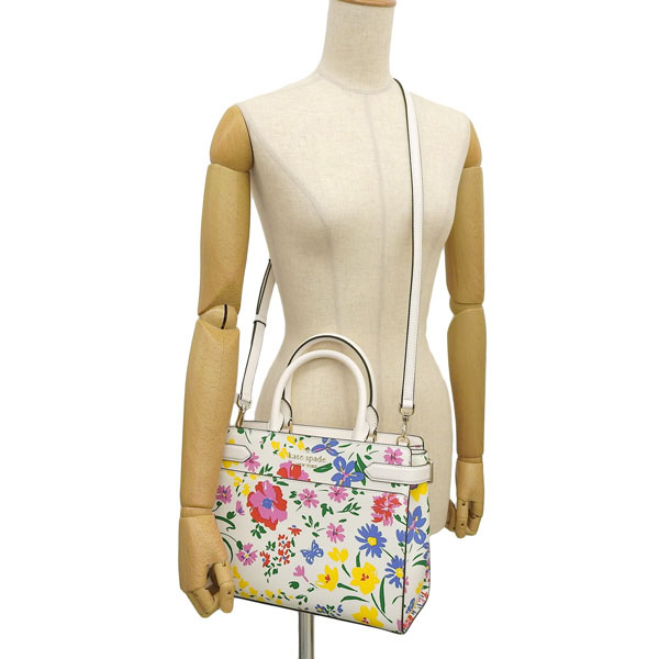 Kate Spade Crossbody Bag Staci Garden Bouquet Medium Satchel Cream Off White # KB719