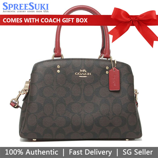 Coach Crossbody Bag Signature Mini Lillie Brown 1941 Red # 91494