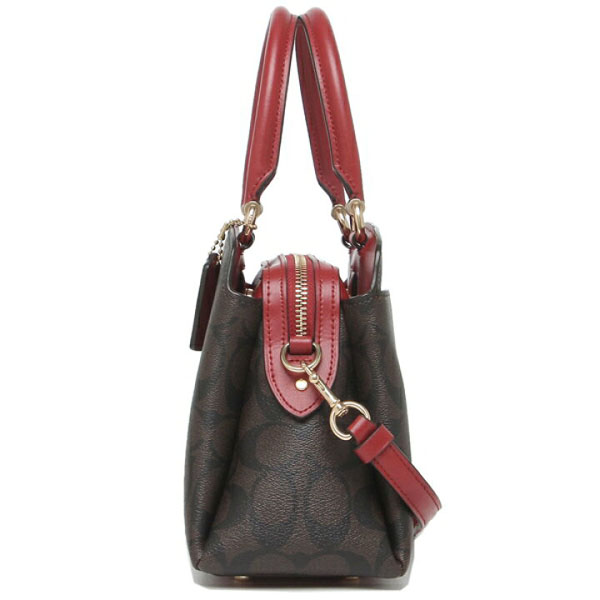 Coach Crossbody Bag Signature Mini Lillie Brown 1941 Red # 91494