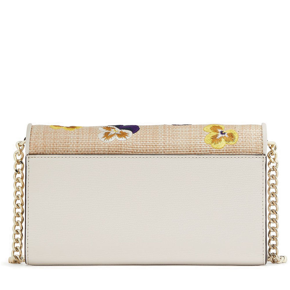 Kate Spade Crossbody Bag Woc Wild Petal Chain Wallet Crossbody Natural Cream Off White # KA587