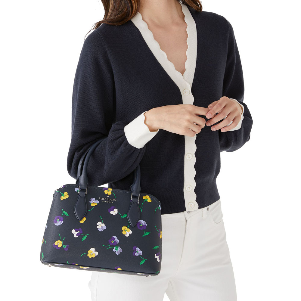 Kate Spade Crossbody Bag Darcy Small Satchel Floral Blazer Blue # KA606