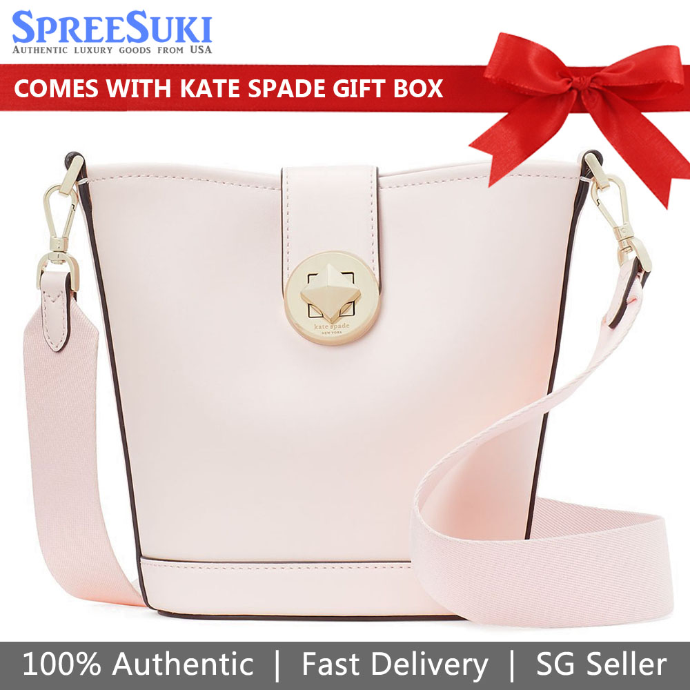 Kate Spade Crossbody Bag Audrey Smooth Leather Mini Bucket Bag Light Rose # K8103