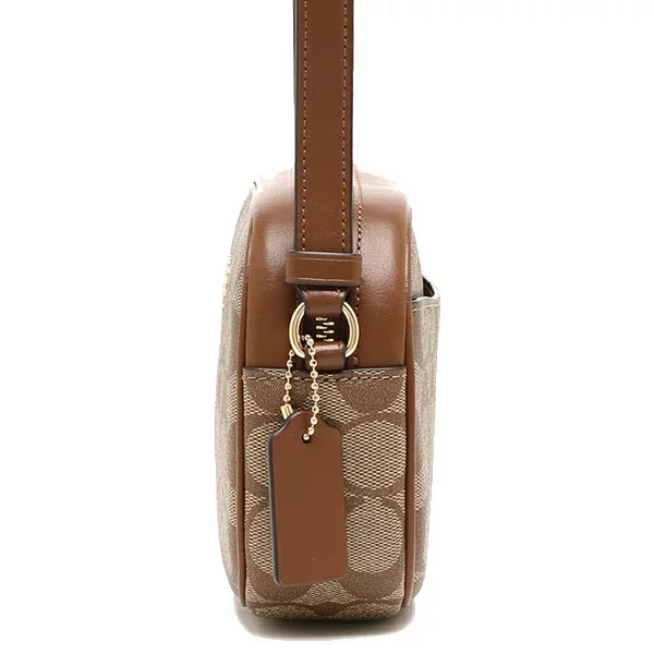 Coach Crossbody Bag Mini Jamie In Signature Canvas Camera Bag Khaki Saddle Brown # C9926