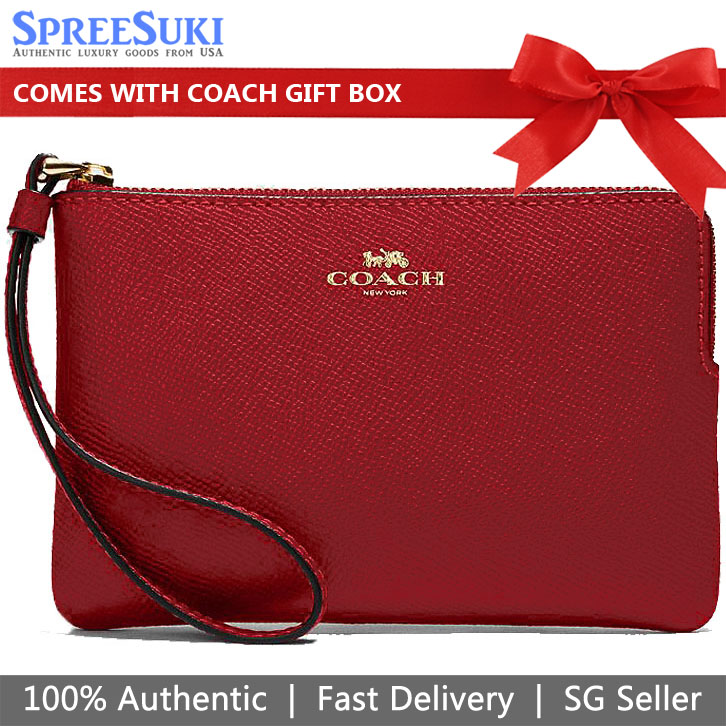 Coach Small Wristlet Corner Zip Wristlet Leather 1941 Red # 58032D1