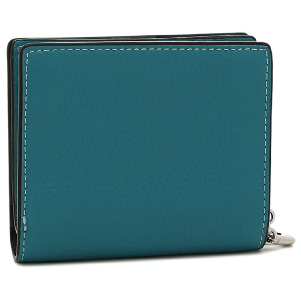 Coach Small Wallet Pebble Leather Snap Wallet Teal Blue # C2862