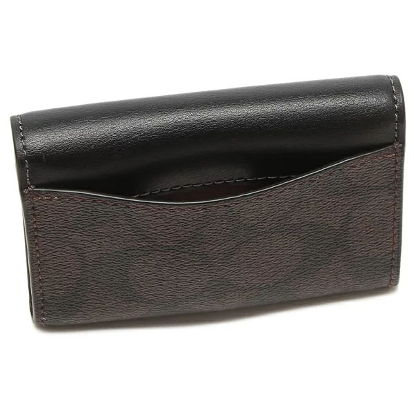 Coach Signature Flap Card Case Brown / Black # CH202