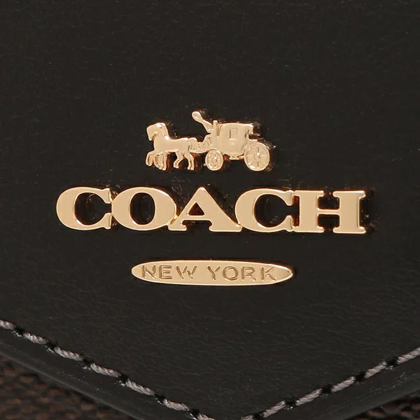 Coach Signature Flap Card Case Brown / Black # CH202